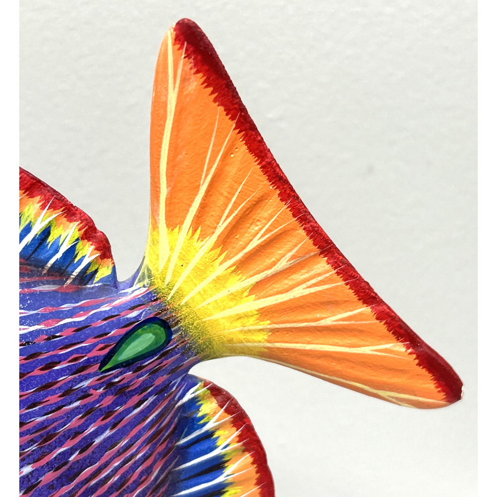 VTG Large Rainbow 3D Hand Carved Hand Painted Wood Fish Sculpture On Coral READ - Picture 10 of 14